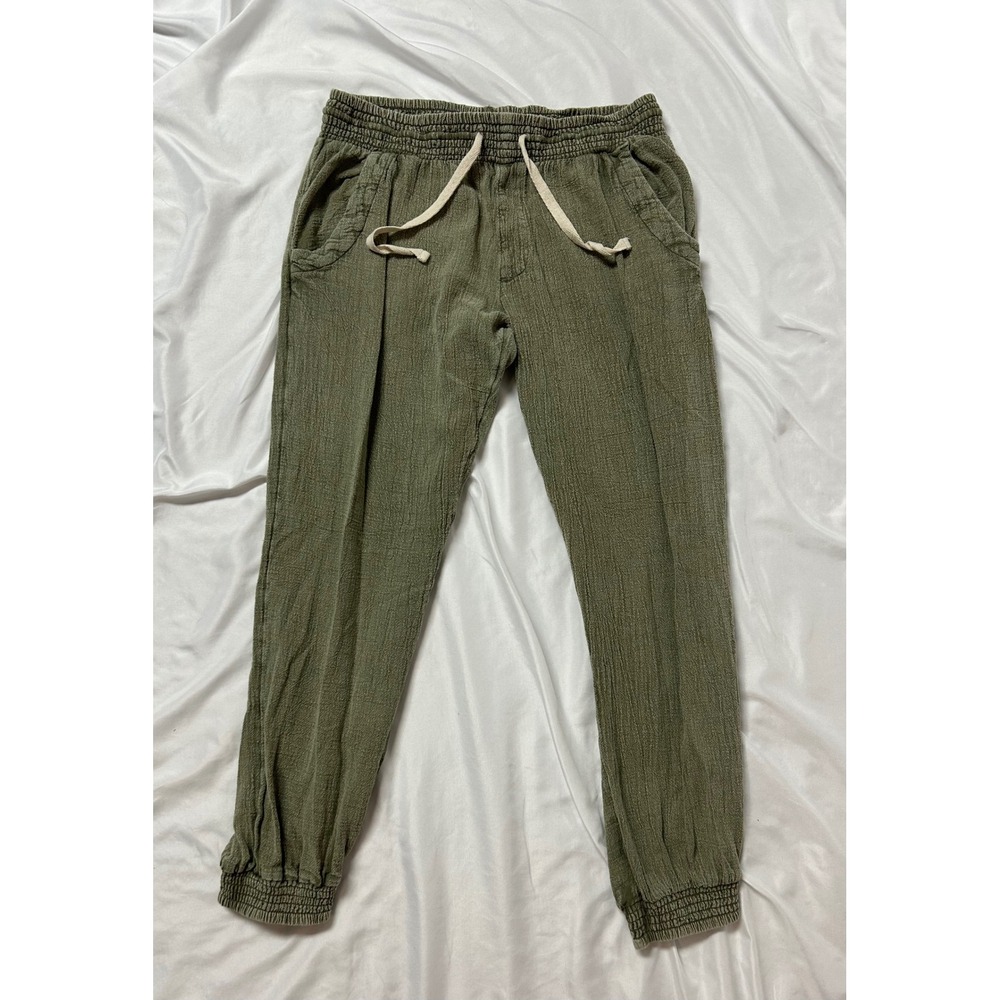 Rip Curl Sage Green Cotton Gauze Jogger Surf Girl Pants Coastal Boho Women's M